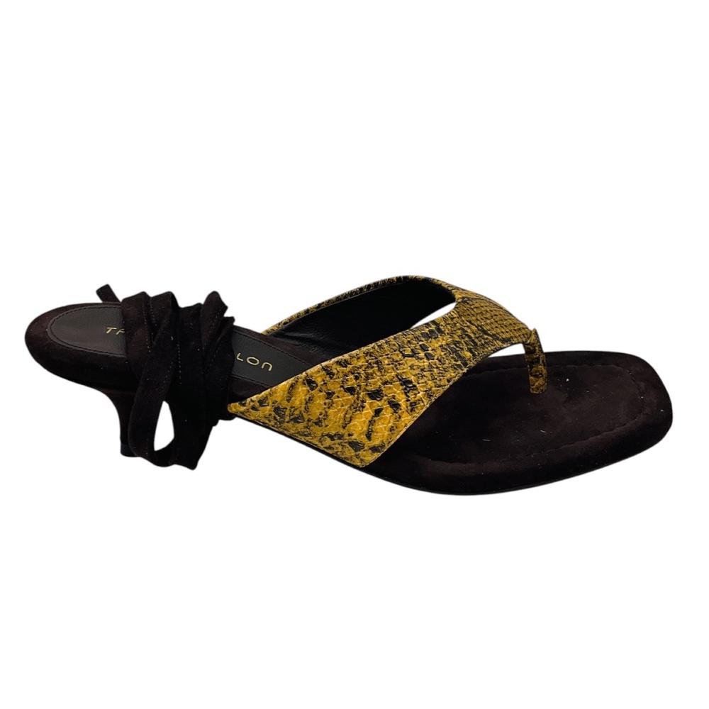 TAMARA MELLON TAN / BROWN SNAKESKIN PRINT AND SUEDE SANDALS WITH ELEGANT WRAP DE - Picture 2 of 6
